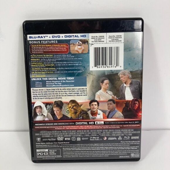 Star Wars Force Awakens Bluray DVD Digital HD Episode 7 Sci-Fi - Picture 3 of 6